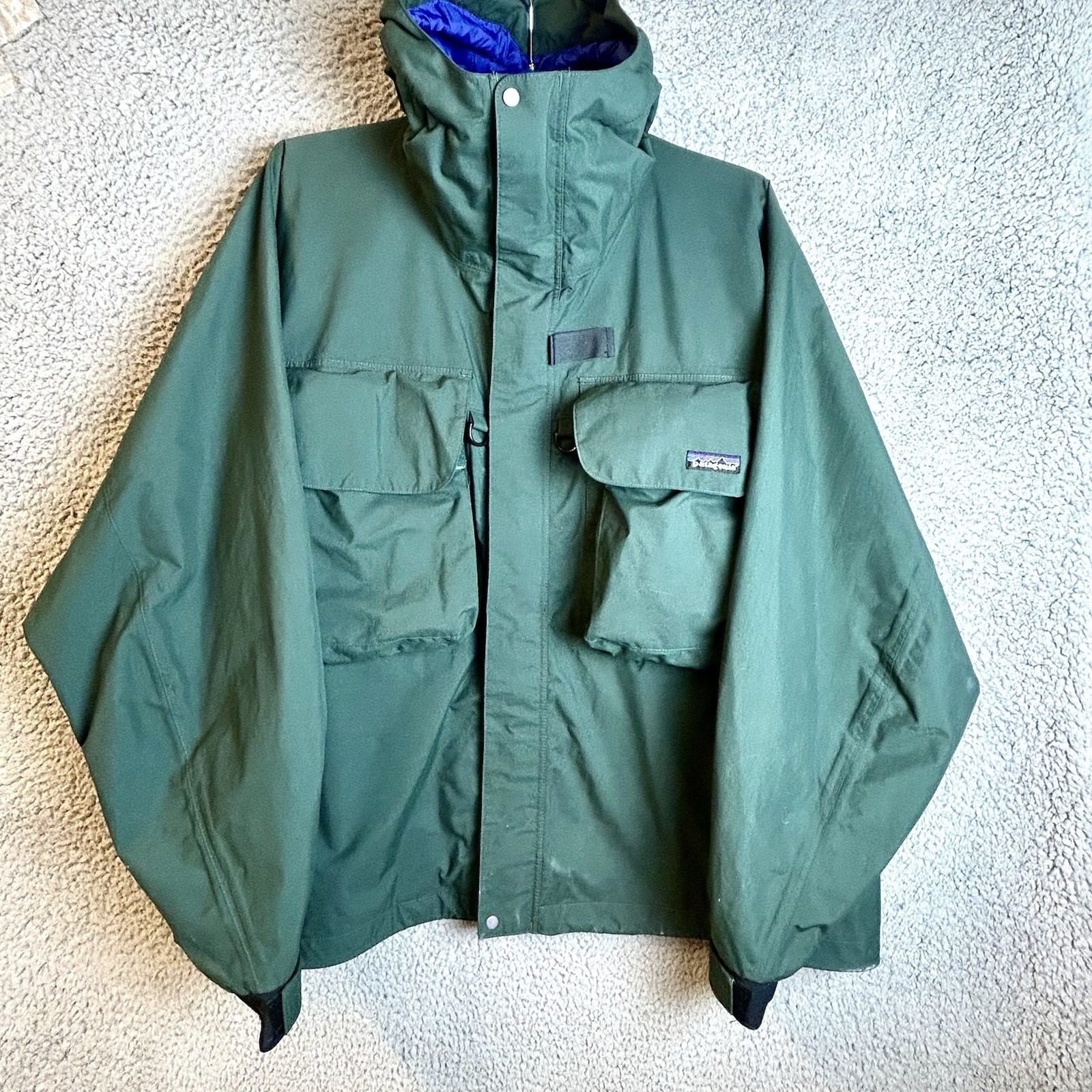 Vintage Patagonia Fly Fishing Sst Wading Jacket Hooded Green Size 2xl Gorpcore